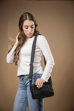 Leather Crossbody Sausalito Collection Black