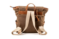 Waxed Cotton Square Backpack Brown