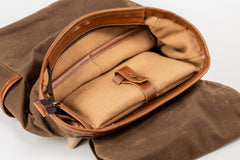 Waxed Cotton Square Backpack Brown