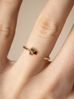 François Flower Ring Groen & Roze