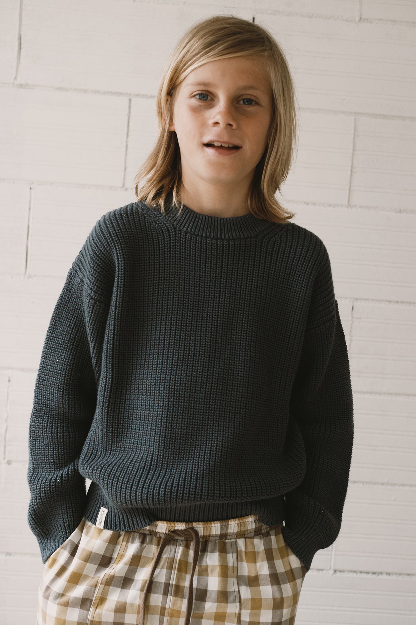 Kid's Golaf Knitted Sweater Grey Blue