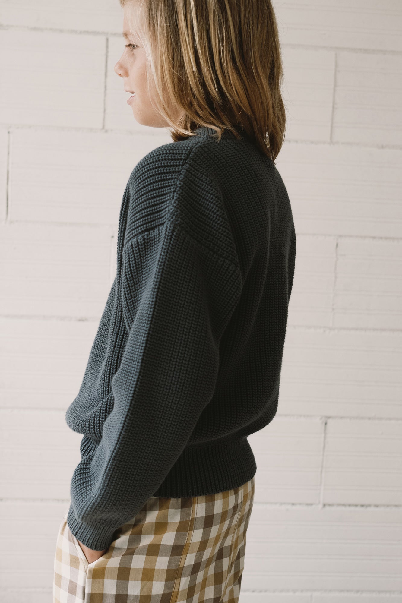 Kid's Golaf Knitted Sweater Grey Blue