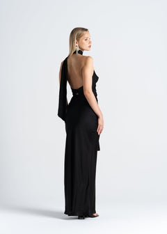 Halo Satin Maxi Skirt Black