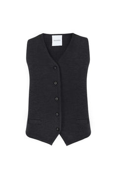 Galante Knitted Merino Waistcoat Black