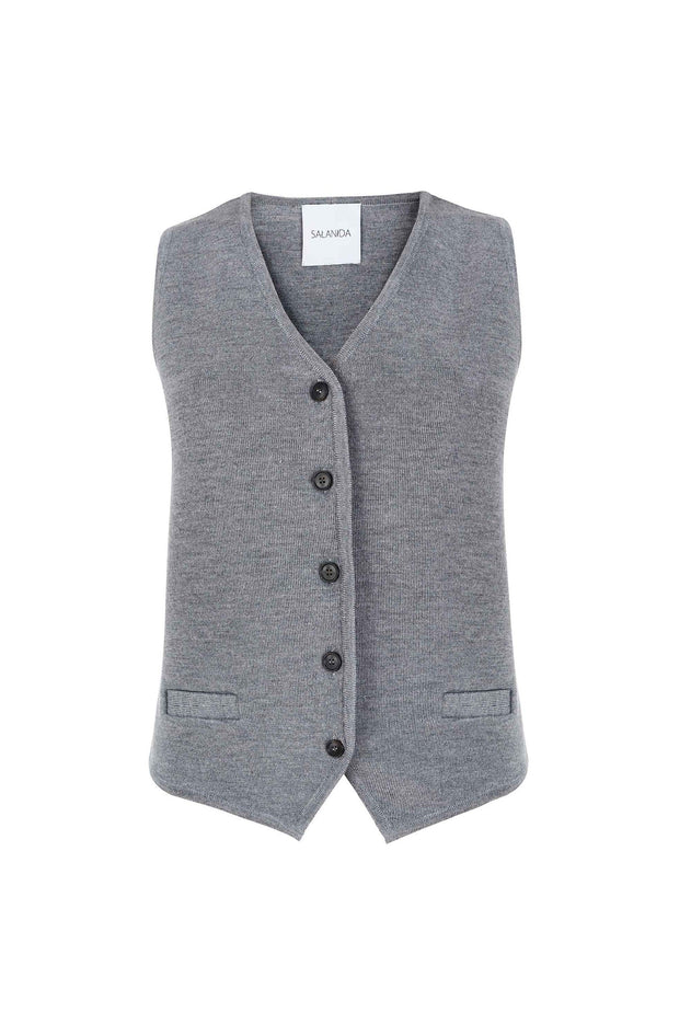 Galante Knitted Merino Waistcoat Light Grey