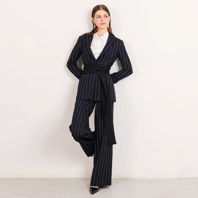 Paris Wide Leg Trousers Pinstripe