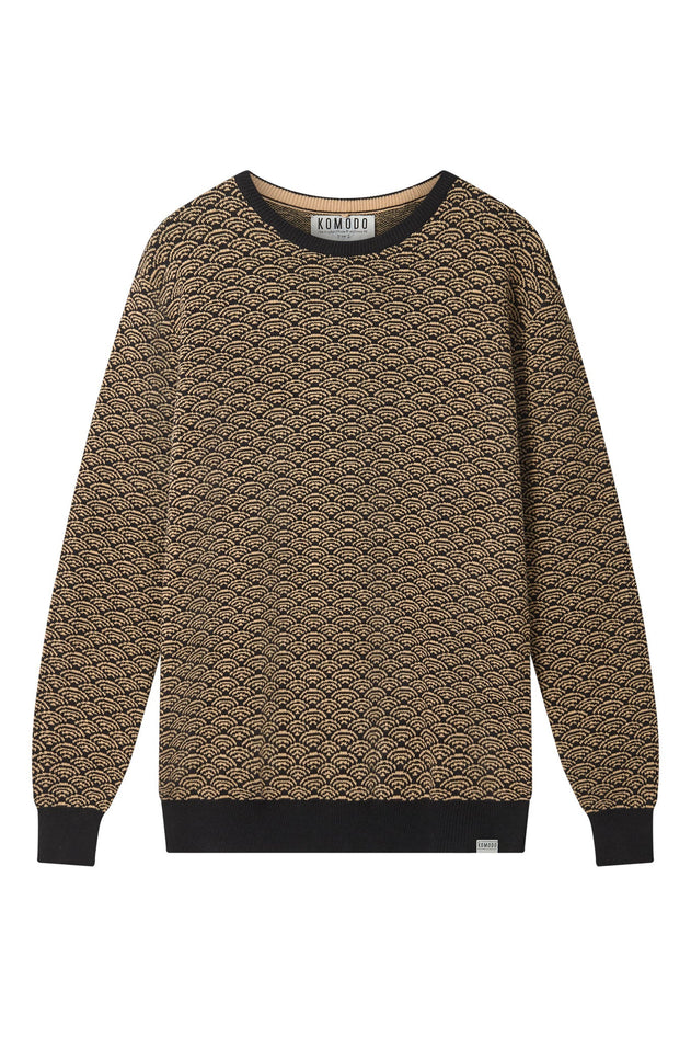 Man wearing Komodo black organic cotton jumper