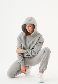 Halki Unisex Soft Touch Organic Cotton Hoodie Grey Melange