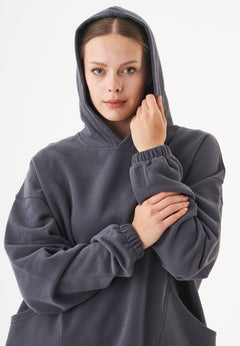 Hande Soft Touch Oversize Organic Cotton Hoodie Shadow