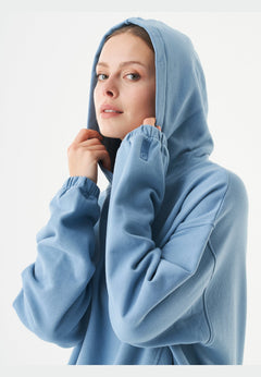 Hande Soft Touch Oversize Organic Cotton Hoodie Steel Blue