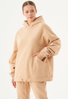 Hande Soft Touch Oversize Organic Cotton Hoodie Beige