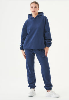 Hande Soft Touch Oversize Organic Cotton Hoodie Navy