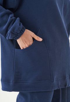 Hande Soft Touch Oversize Organic Cotton Hoodie Navy