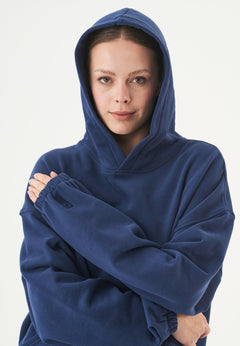 Hande Soft Touch Oversize Organic Cotton Hoodie Navy