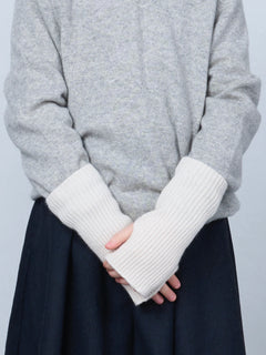 Kids Ribbed Cashmere Hand Warmers Ivory