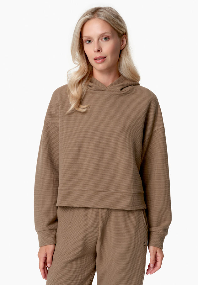 Hanna Waffle Hoodie Gravel