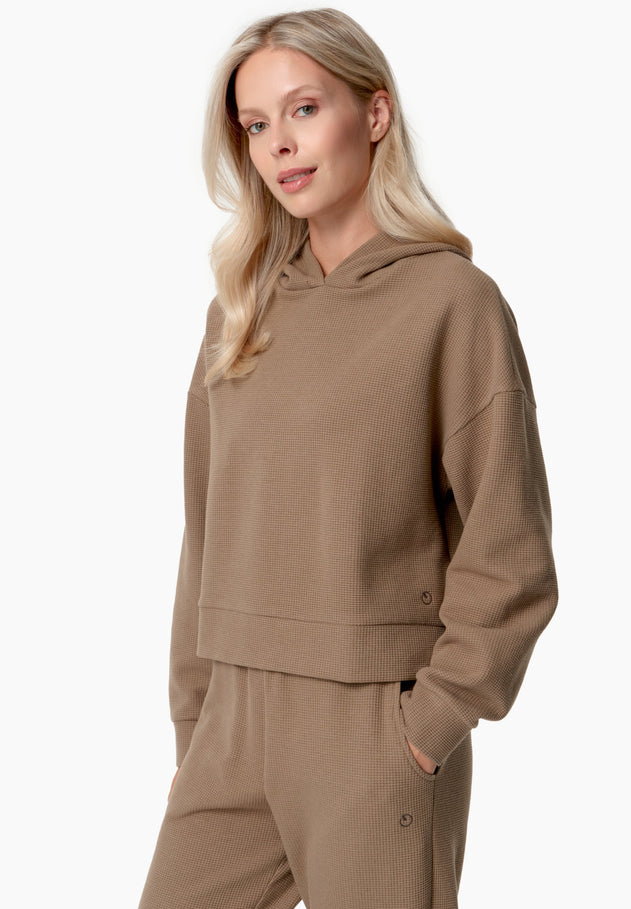 Hanna Waffle Hoodie Gravel