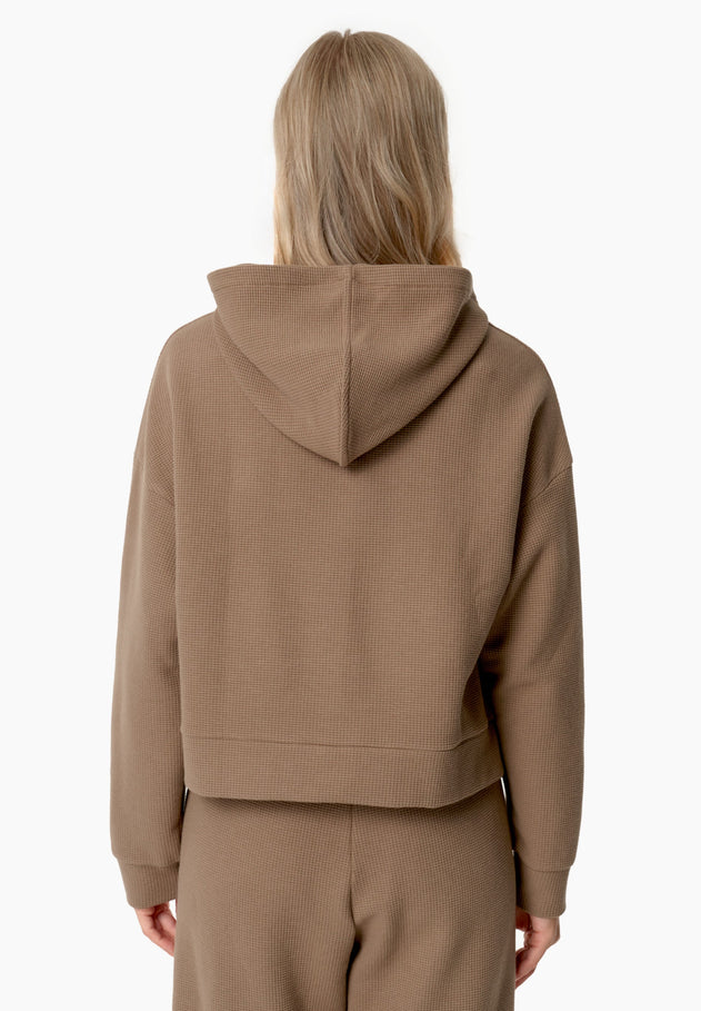 Hanna Waffle Hoodie Gravel