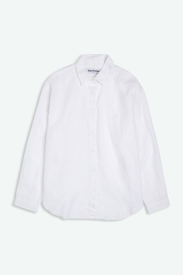 Helen Linen Button-Up Shirt Optical White