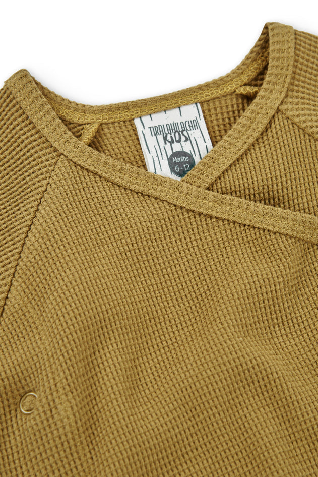 Baby's Haruka Waffle Kimono Bodysuit Mustard
