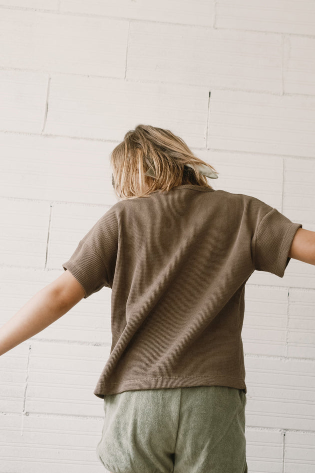 Kids' Haco Waffle Oversized T-Shirt Brown