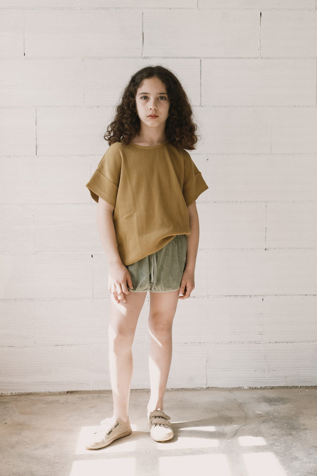 Kid's Haco Oversized Waffle T-Shirt Mustard