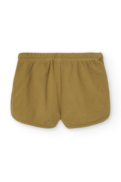 Kid's Huali Waffle Organic Cotton Shorts Mustard