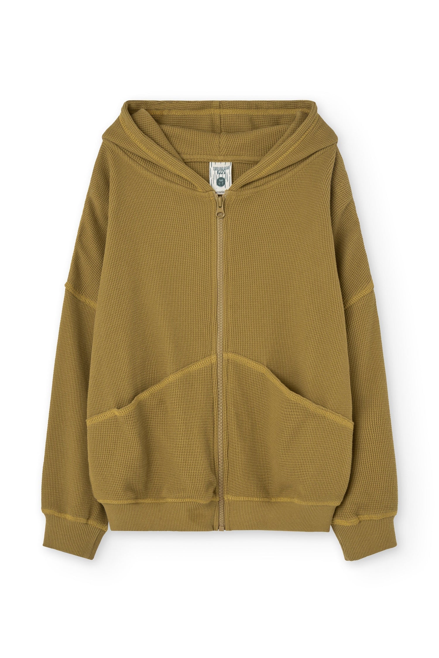 Kid's Helmi Waffle Hoodie Mustard