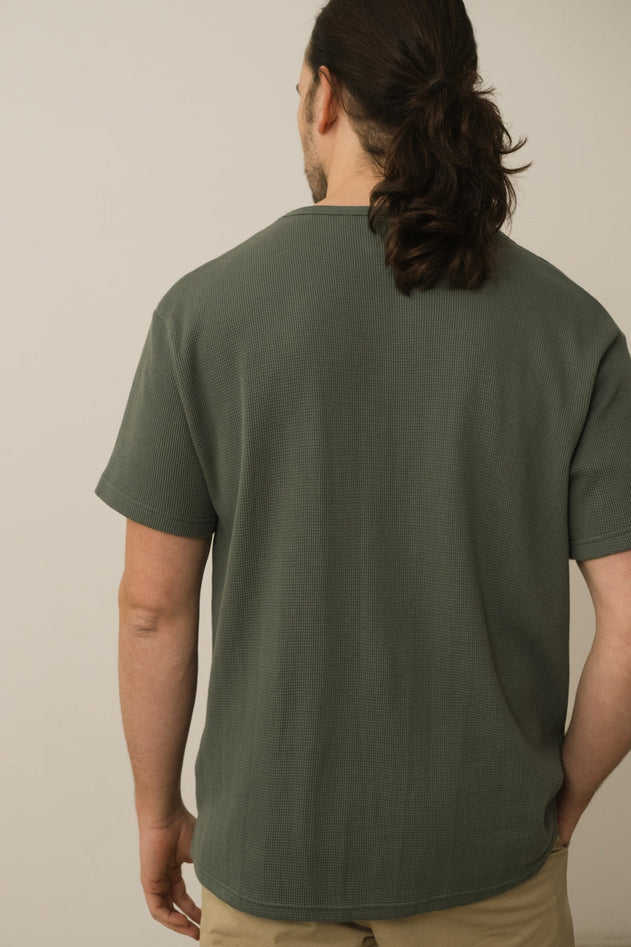Harmony Heren Wafel T-shirt Blauw