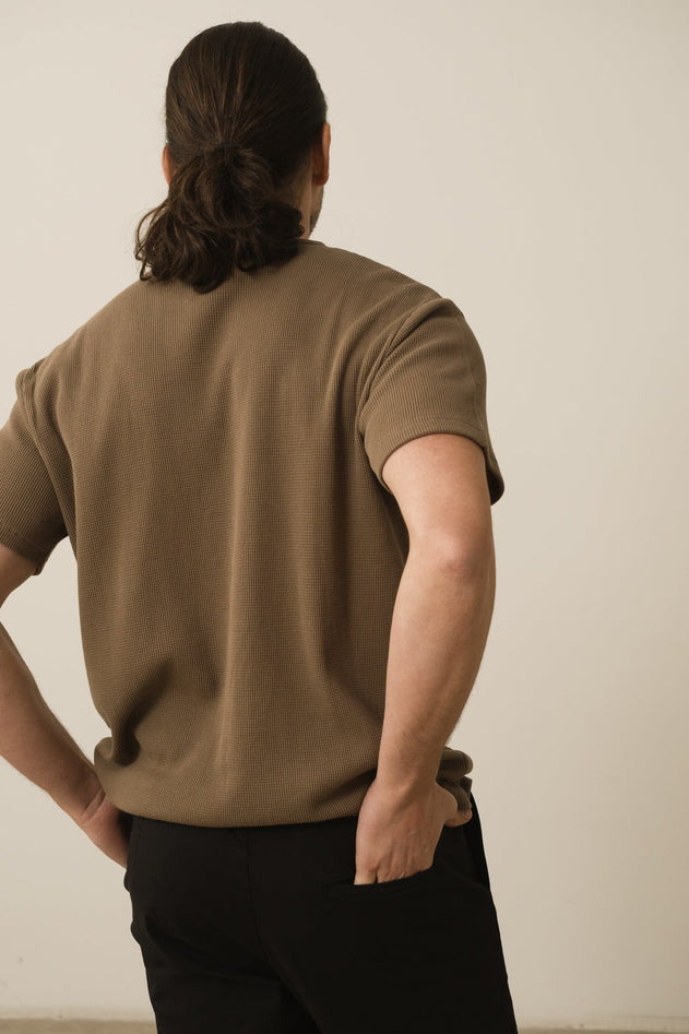 Harmony Heren Wafel T-shirt Bruin