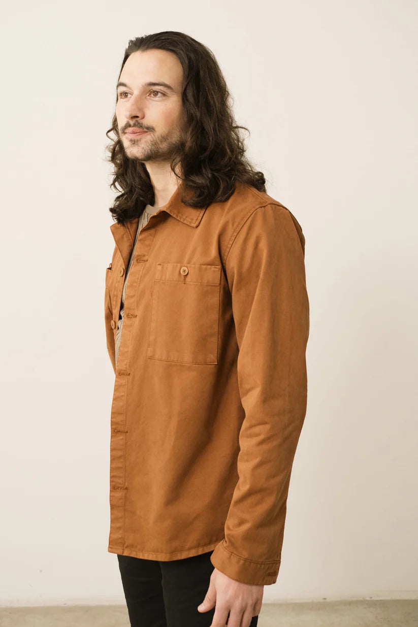 Men's Helmut Organic Cotton Worker Overshirt Terracotta