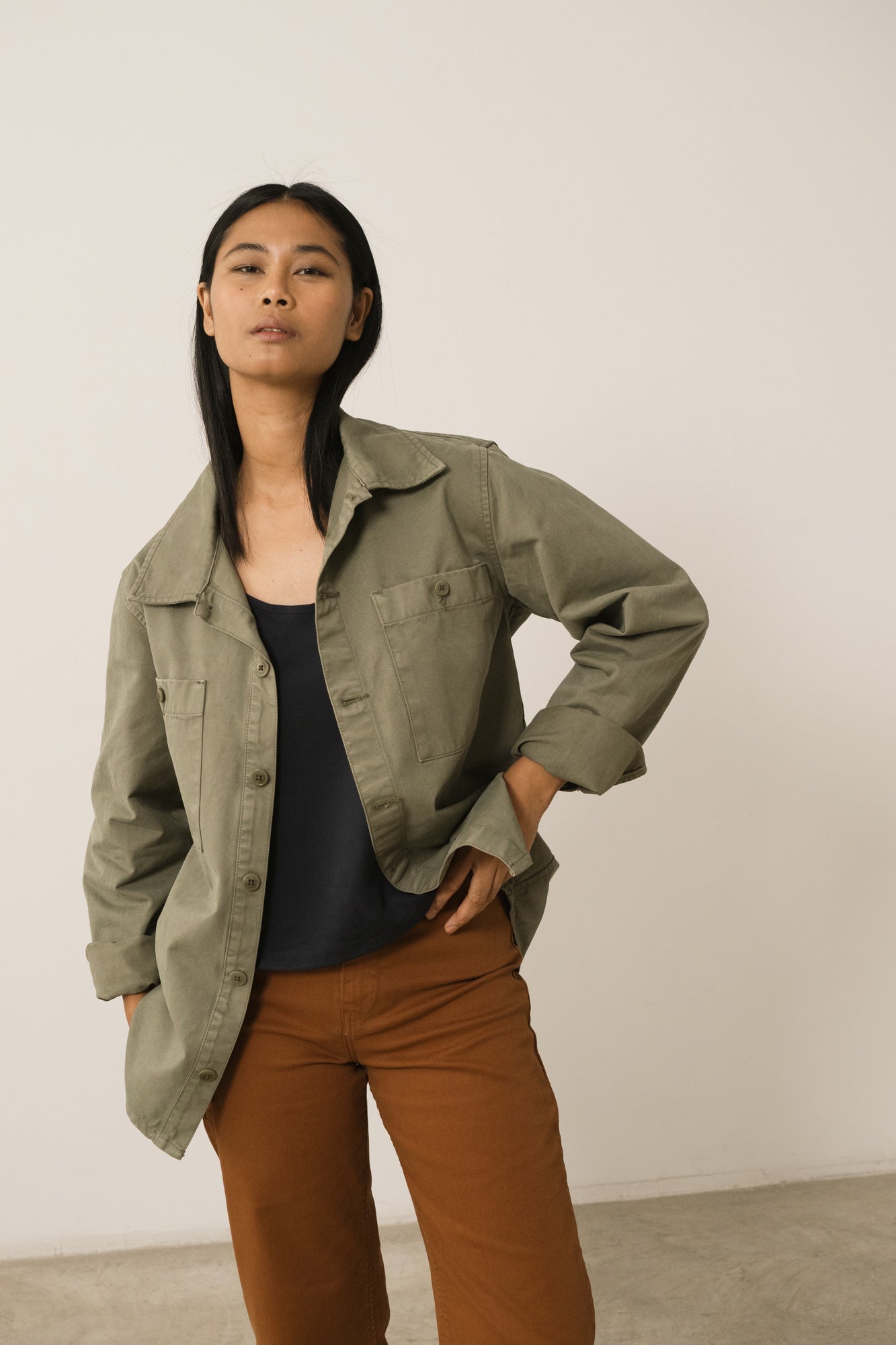 Helmut Unisex Organic Cotton Worker Overshirt Green