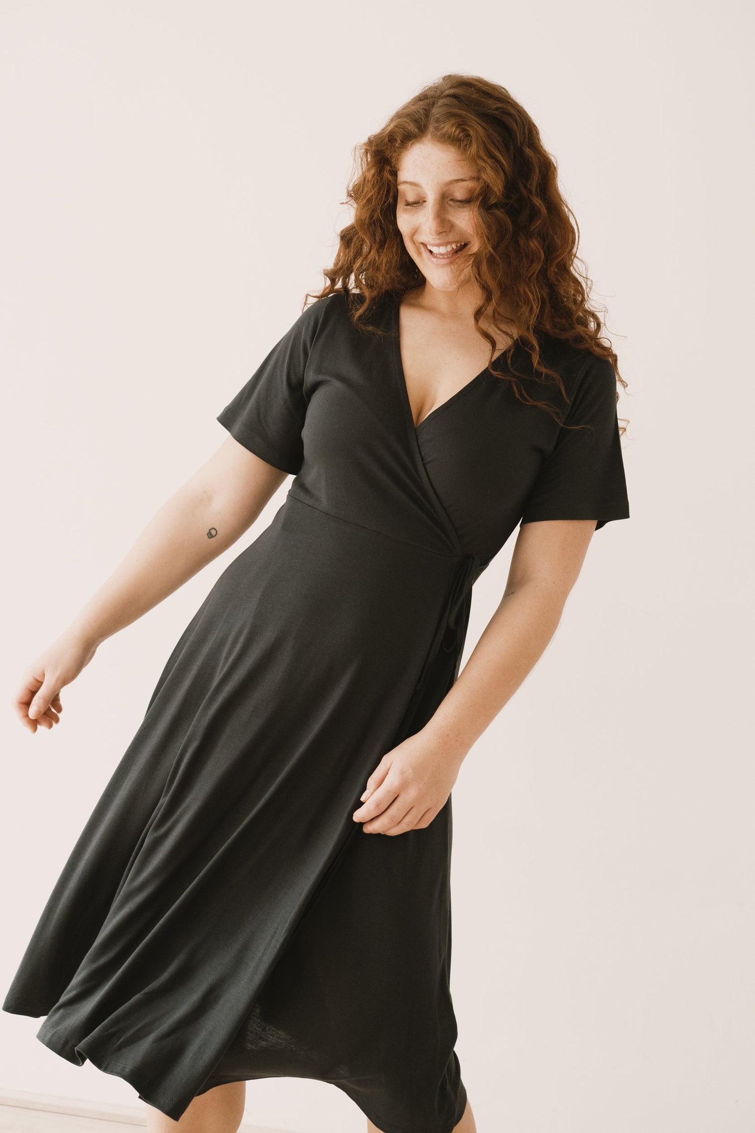Helen Tencel Wrap Dress Black