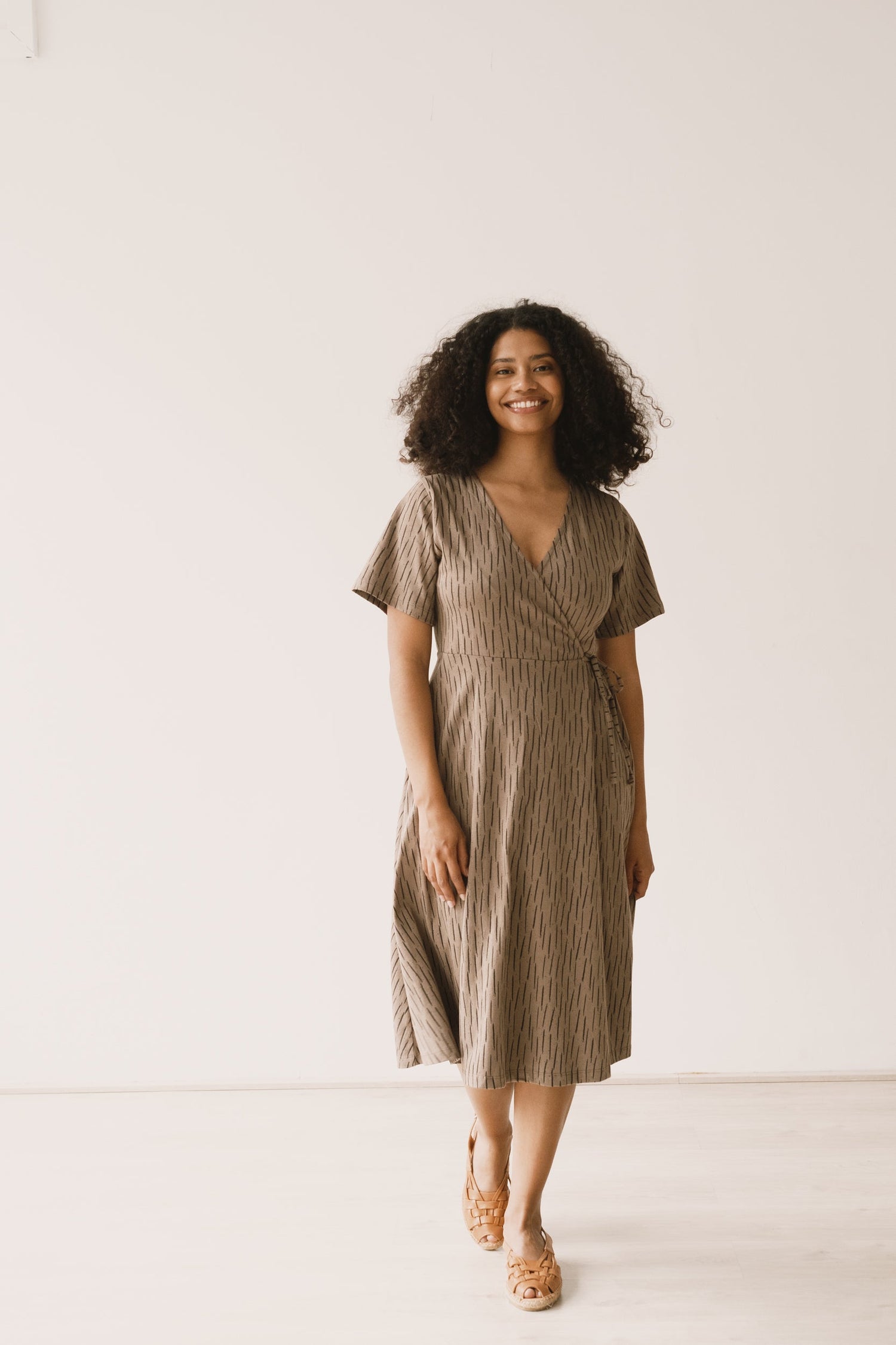 Helen Wrap Dress Brown Bark