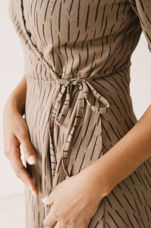 Helen Wrap Dress Brown Bark