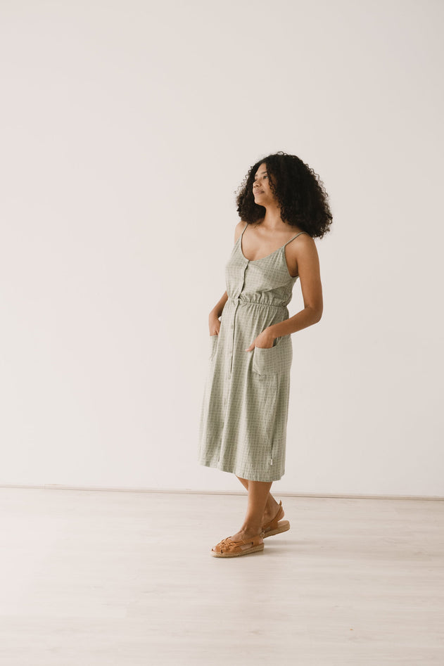 Hiara Midi Dress Green Wicker