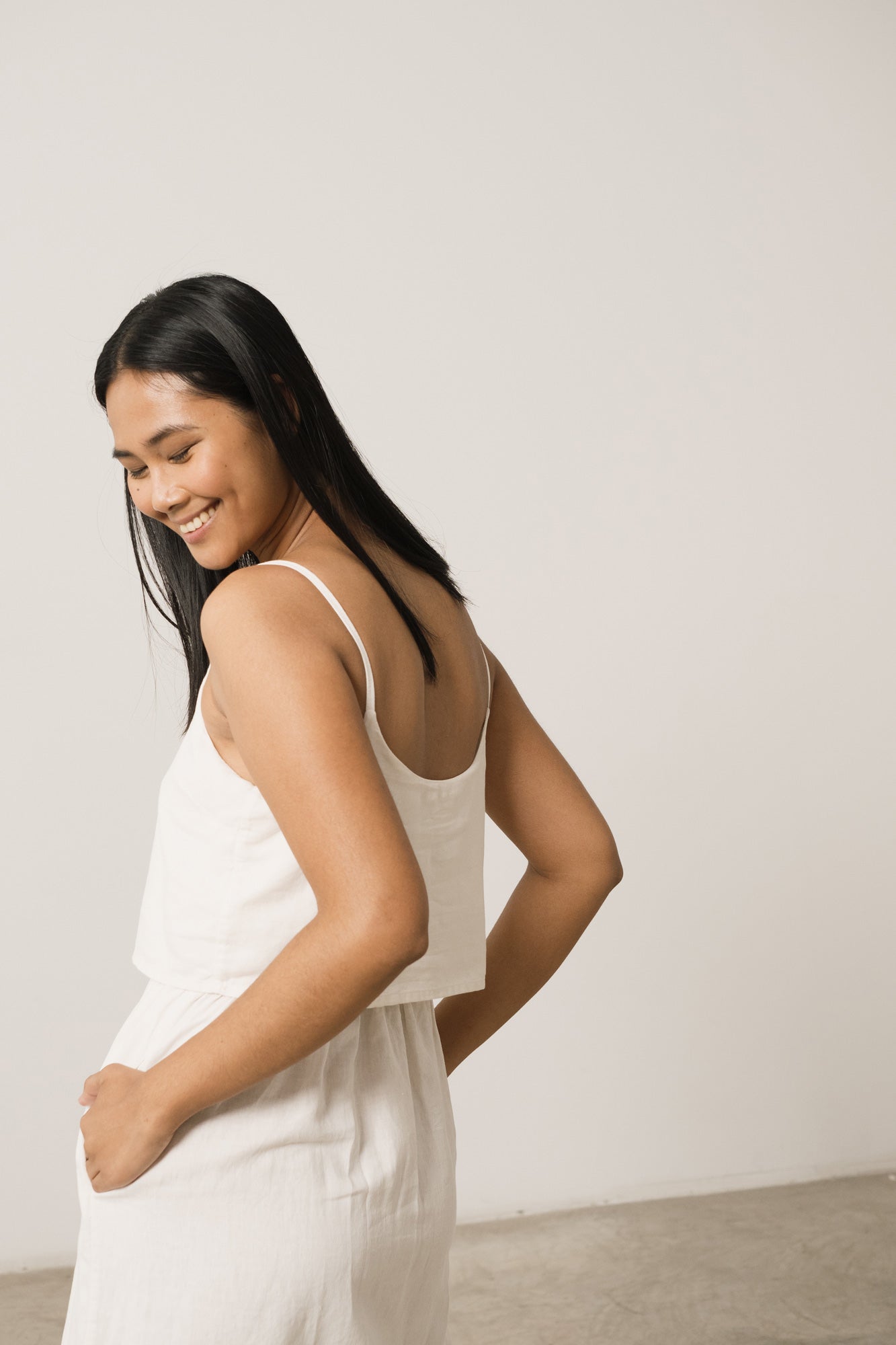 Henar Linen Blend Strap Dress White