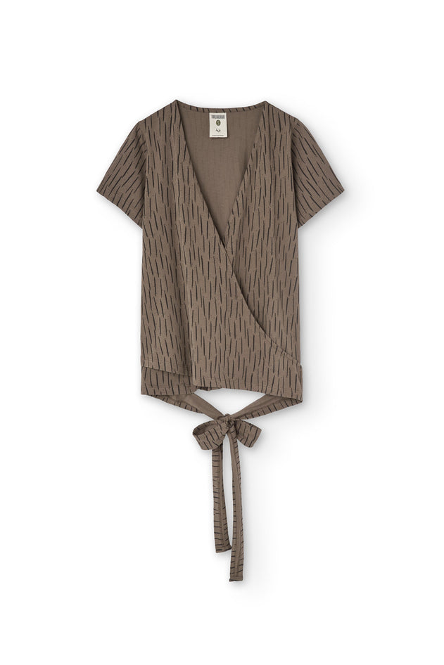 Hagne Wrap T-Shirt Bark Brown