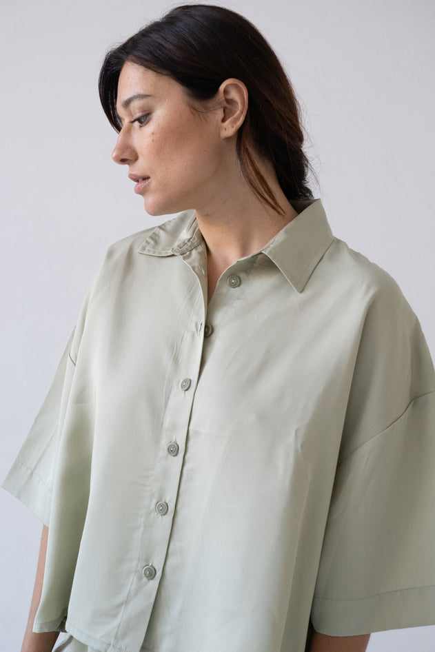 Hallow Tencel Oversized Shirt Jade Green