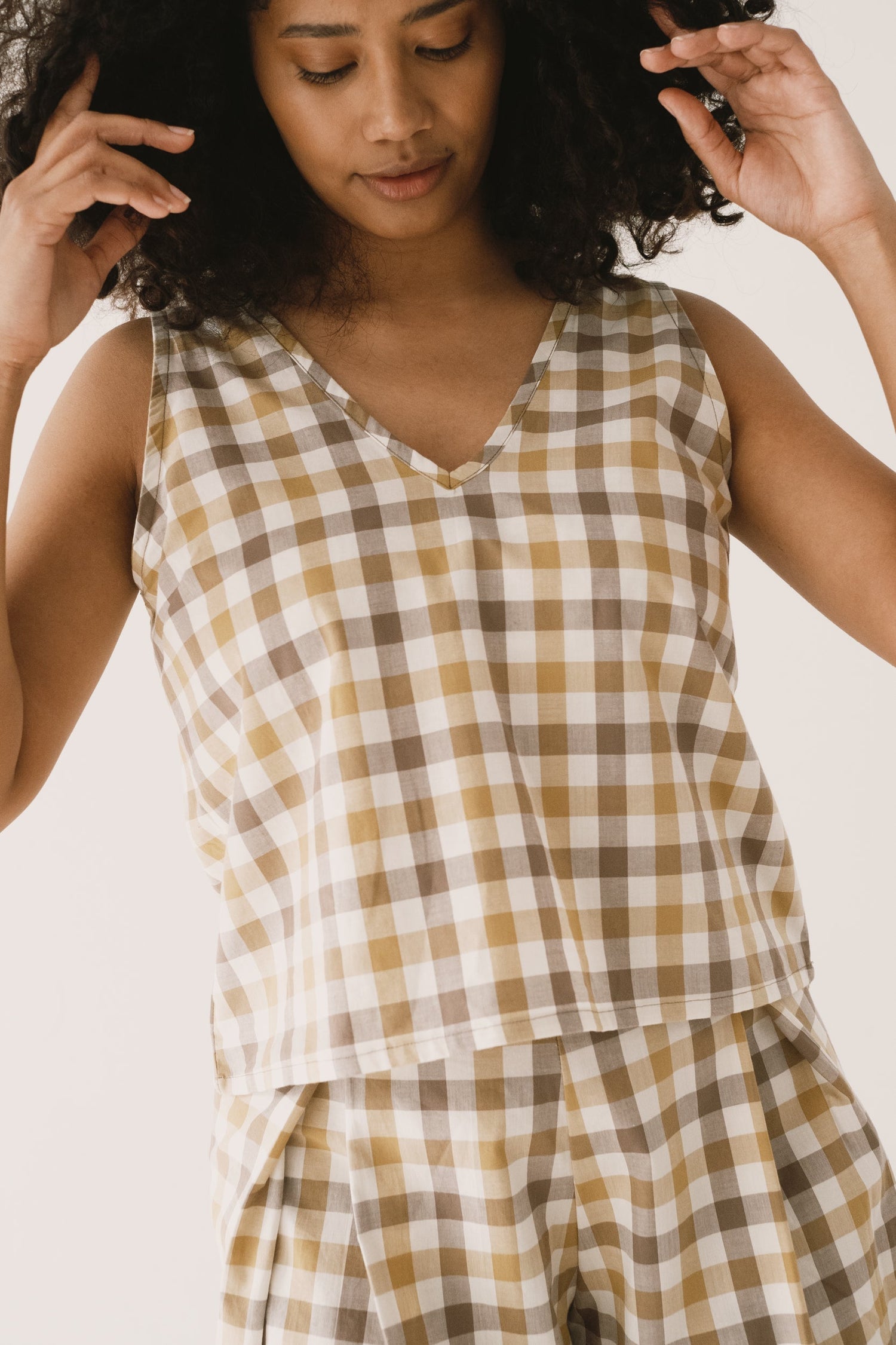 Holly Strap Top Yellow Vichy