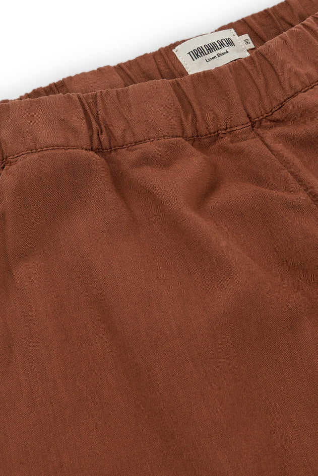 Henna Oversized Linen Blend Pants In Terracotta