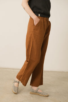 Henna Oversized Linen Blend Pants In Terracotta