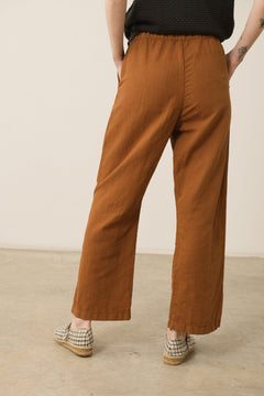 Henna Oversized Linen Blend Pants In Terracotta