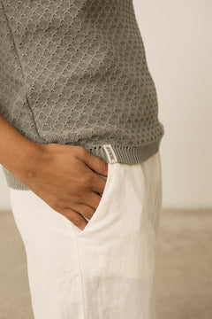 Henna Oversized Linen Blend Pants In White