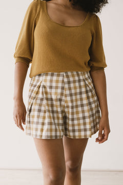 Hannia Organic Cotton Shorts Yellow Vichy