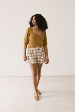 Hannia Organic Cotton Shorts Yellow Vichy