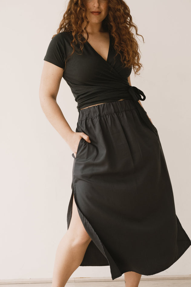 Halia Tencel Midi Skirt Black