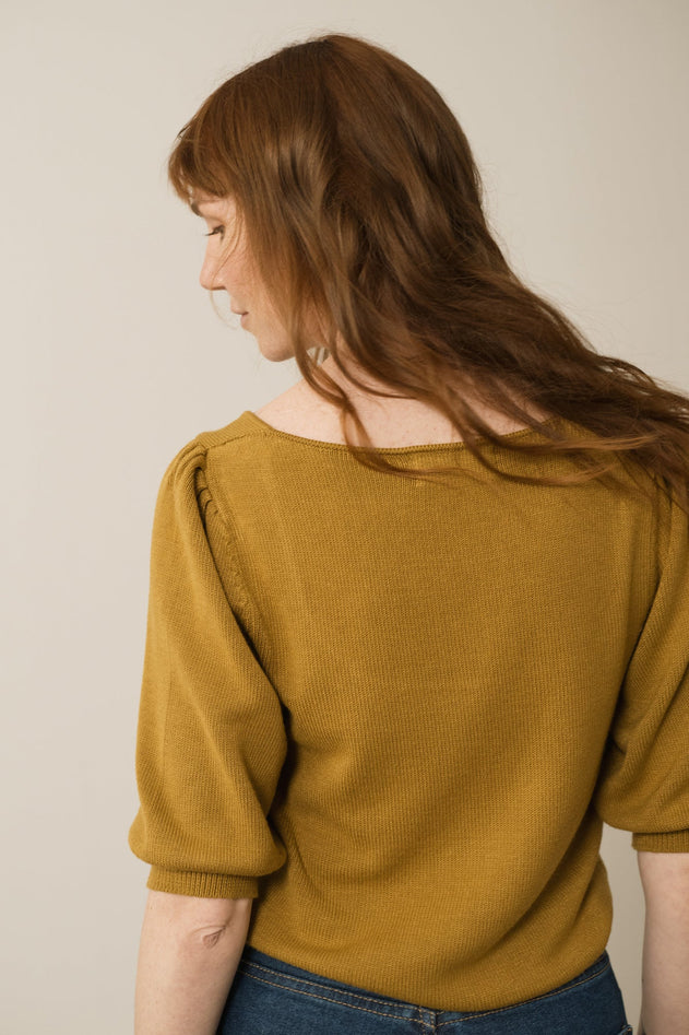Haya Knitted Tencel Top In Mustard