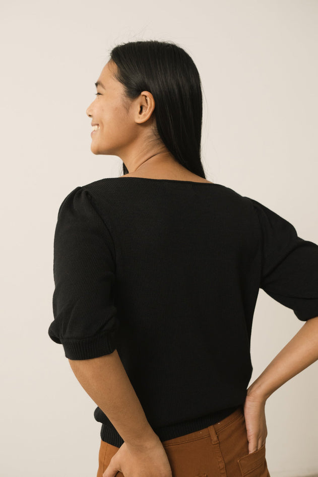 Haya Knitted Tencel Top Black