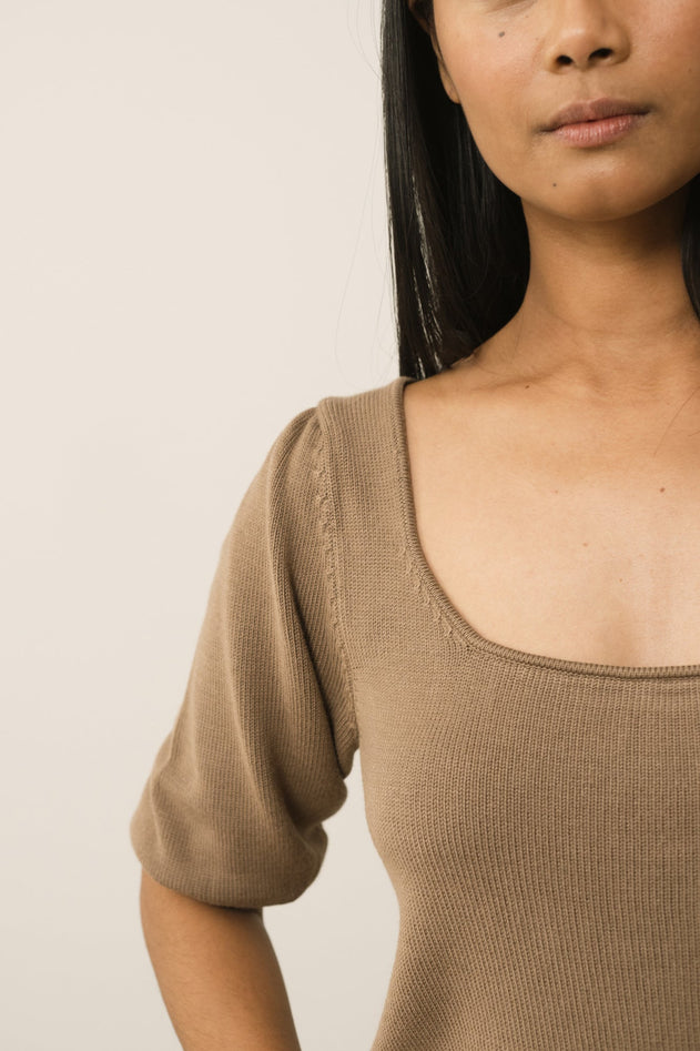 Haya Knitted Tencel Top Brown